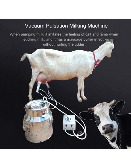comedragon 14L Cow Pulsation Vacuum Electric MilMachine with Massage, Portable Farm Supplies for Sheep, Nigerian Dwarfs, Nubian Mix