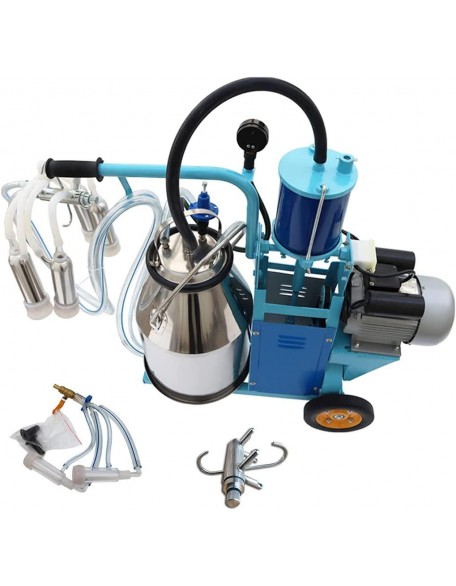 25L 550W Electric Piston Cow and Goat Milker 304  Steel with Regulator and  Steel Milk Claw 110V Farm Suction MilMachine for Cow and Goat