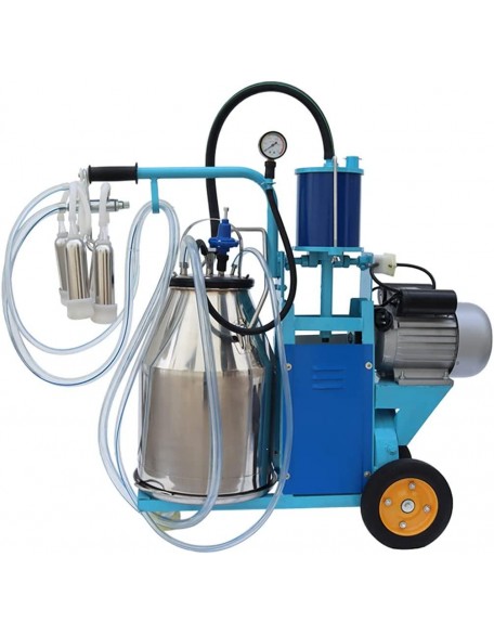 25L 550W Electric Piston Cow and Goat Milker 304  Steel with Regulator and  Steel Milk Claw 110V Farm Suction MilMachine for Cow and Goat