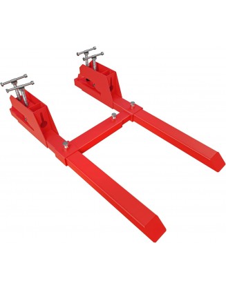 MAHLER GATES 2023 Upgrade Clamp on Pallet Forks with Anti-Slip Tongue, Twin Screw , Adjustable Stabilizer Bar, 43