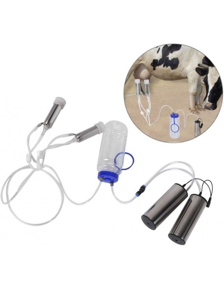 Electric MilMachine Kit, Portable  Steel Milker with 2 Pumps & Brush 2L Minitype Milker Machine for Goat Cow (100-240V)