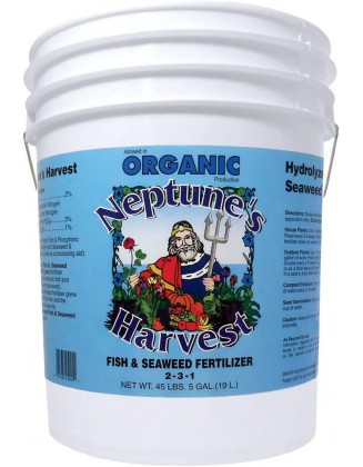 Neptune's Harvest Fish & Seaweed Fertilizer 2-3-1, 5 Gallon Pail