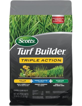 Scotts Turf Builder Triple Action1 - Combination Weed Control, Weed Preventer, and Fertilizer, 33.94 lbs., 12,000 sq. ft.