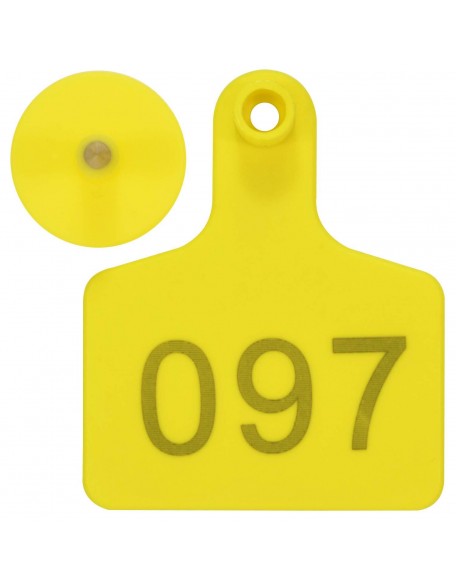 EASY 500 Sets Cattle Ear Tags, Numbered Plastic TPU Earring for Cattle Cow Calf Livestock Identification Ear Tagger (Yellow) with 1 pcs Plier Applicator