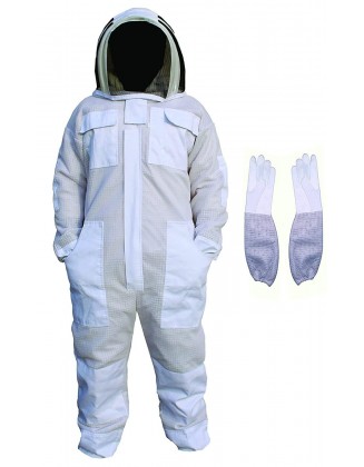 Sting Proof Ventilated Bee Suit 3 Layer with One Pair Gloves Unisex Beekeeping Suit Professional Beekeeping Suit with Removable Fe DW-1 0