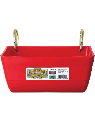 Little Giant FF11RED 4.5 Quart Heavy Duty Plastic Feed Trough Bucket Fence Feeder with Clips for Livestock & Pets, Red (2 Pack)