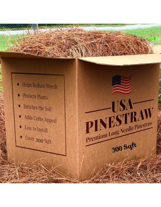 USA Pine Straw - Premium Pine Needle Mulch - Covers 300 Sqft (1)