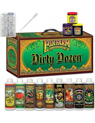 FoxFarm Dirty Dozen Starter Kit: 12 Pack Small Bundle + Twin Canaries Chart & Pipette - 9 Pints & 3 6oz