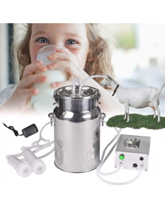 Goat MilMachine Pump Milker Machine Auto-Stop Device for Goat Livestock Household Farm  Steel Food Grade Bucket MilDevice (7L)
