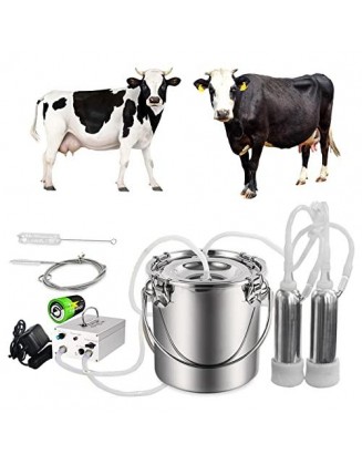YLSAZL 3L Cow MilMachine, Electric Cow MilMachine,Rechargeable Battery Powered Speed Adjustable Pulsating Vacuum Pump with 2 Teat Cups(Battery Model)