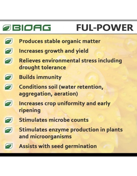 BIOAG Ful-Power Liquid Organic Humic Acid Amendment - Ful-Power Increases Yield in Hydroponics, Soil, Soilless Media - Plant Nutrient (2.5 gal)