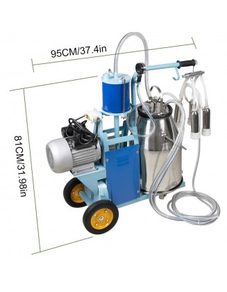 Portable Cow MilMachine 25L Electric MilMachine Pulsation Vacuum Pump Cows Milker with  Steel Bucket 10-12Cows/hour 110V