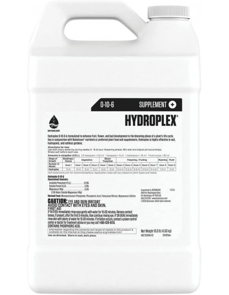 Botanicare Hydroplex Bloom - Bloom Enhancing Nutrients, Recommended for Hydroponics, Soil, and Soilless Gardens, 1 gal.