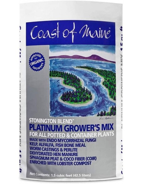 Coast of Maine CMSBO15 Stonington Blend Organic Growers Mix with All Natural Oceanic Ingredients for Planters and Pots, 1.5 Cubic Feet (4 Pack)