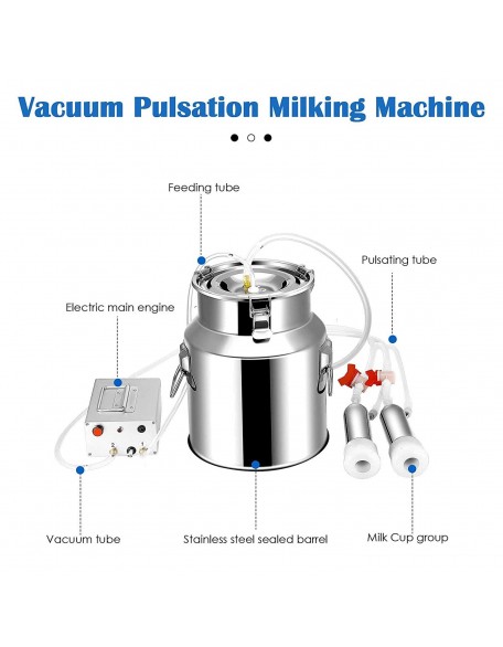 14L MilMachine for Cows Farms Or Daily Family,Electric Vacuum Pulsation Suction Pump Milker Machine,Portable Automatic Cattle MilEquipment with Brush Milk Lining (14L) …