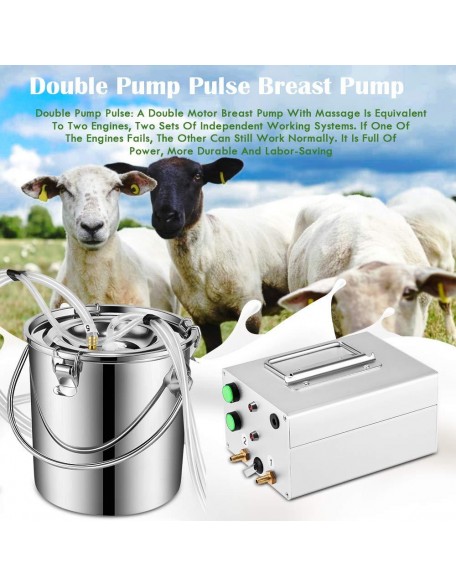 7L MilMachine for Cow Goat, S SMAUTOP MilMachine for Farms Or Daily Family Electric Vacuum Pulsation Suction Pump, Portable Automatic with Brush Milk Lining