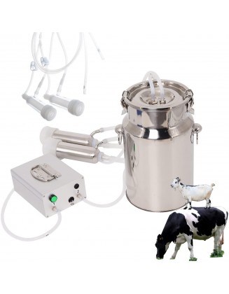 Wadoy Cow Goat MilMachine, Electric Vacuum Pulsation Pump Milker, 2 in 1 Goat Cow Milker Machine with Pulsator (7L)
