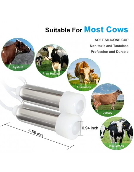 Electric MilMachine for Cow 3L Portable Pulsation Adjustable Vacuum Pressure Pump Milker with Livestock MilMachine