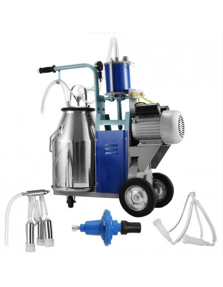 25L Electric MilMachine Piston Milker with Regulator and  Steel Bucket for Cows Goats Sheep MiFarm Suction Milk Machine 6.6Gallon 110V