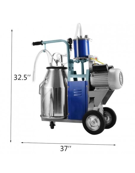 25L Electric MilMachine Piston Milker with Regulator and  Steel Bucket for Cows Goats Sheep MiFarm Suction Milk Machine 6.6Gallon 110V