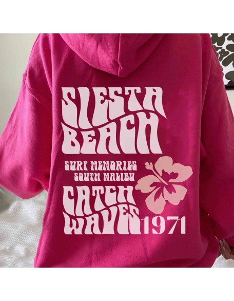 Siesta Beach Surf Memories South Malibu Catch Waves 1971 Print Women's Hoodie