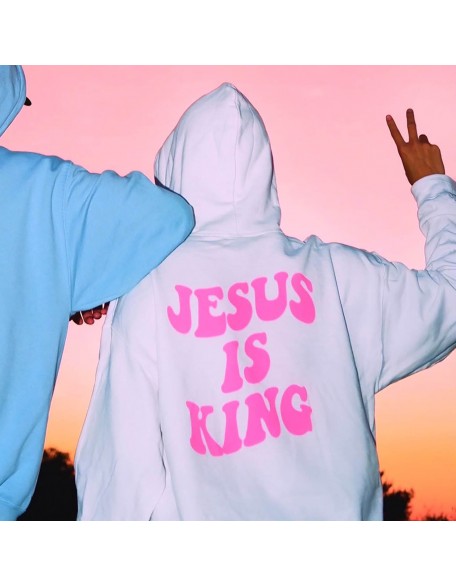 Jesus Is King Print Women's Casual Hoodie
