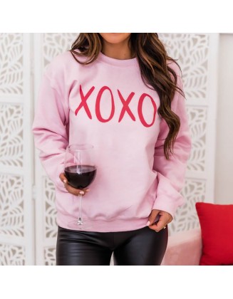 Women's XOXO Valentine's Day Print Casual Sweatshirt