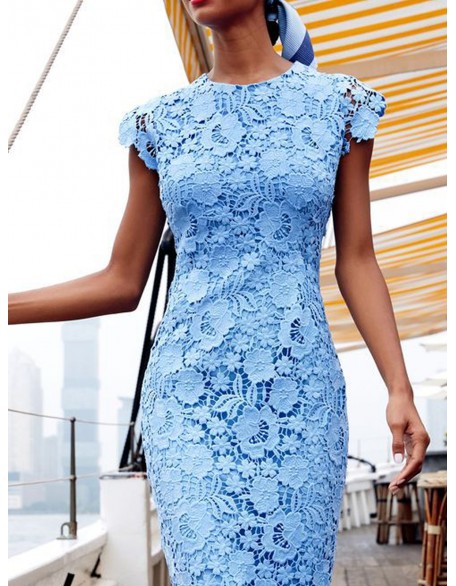 Lace Round-neck Midi Dress Elegant