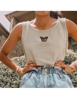 Vintage Butterfly Print Vest