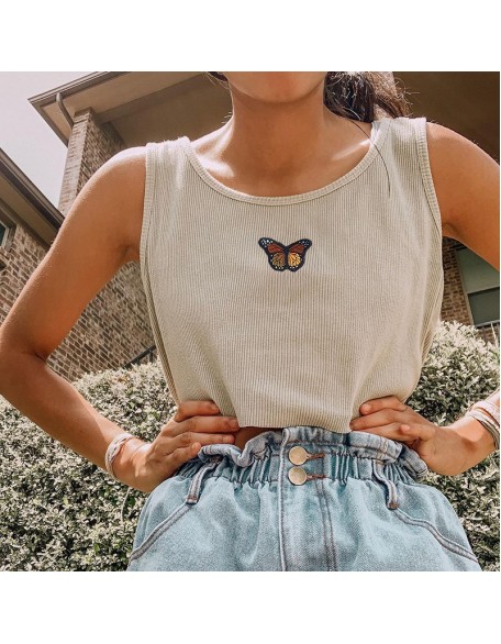 Vintage Butterfly Print Vest