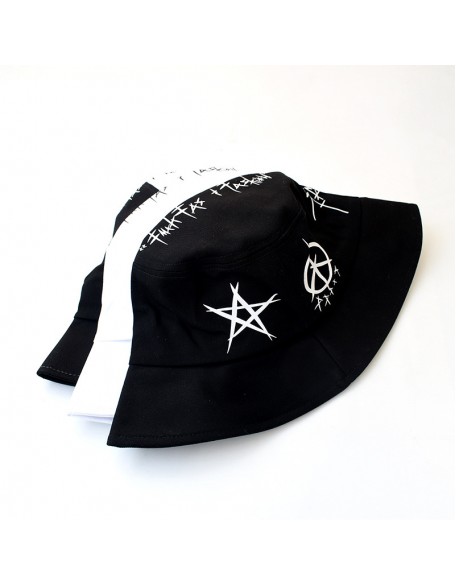Black And White Graffiti Fisherman Hat Male Trendy Brand Hip-hop Street Trendy Basin Hat