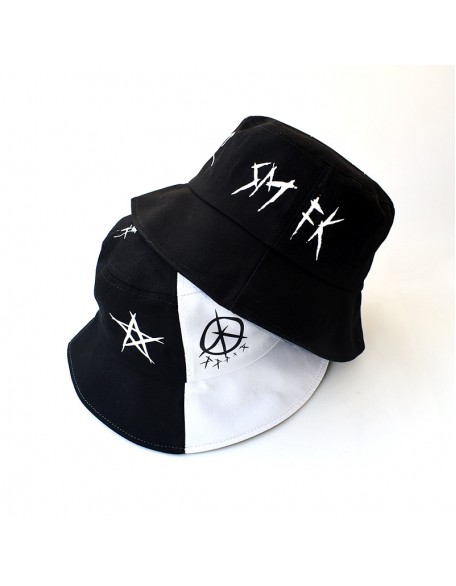 Black And White Graffiti Fisherman Hat Male Trendy Brand Hip-hop Street Trendy Basin Hat